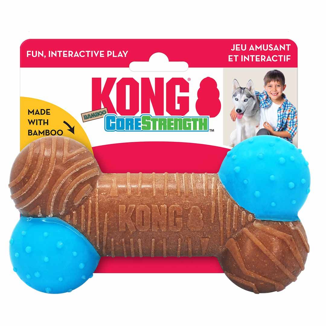 KONG CoreStrength Bamboe Bot | Sterk Hondenspeelgoed Bruin & Blauw
