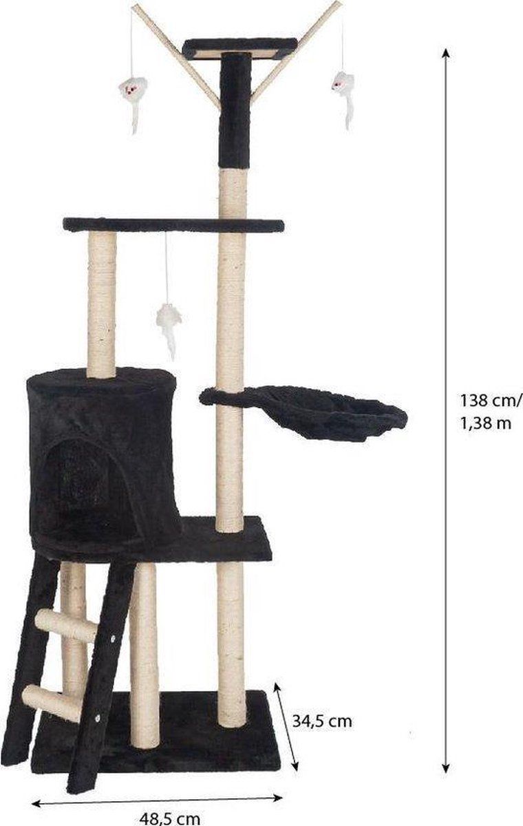 Topmast Krabpaal Sara - Zwart - 50 x 35 x 138 cm