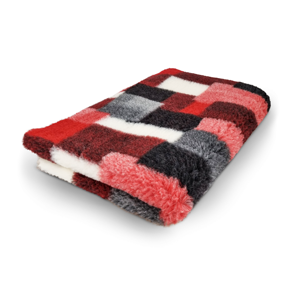 Vet Bed Patchwork - Rood, Wit & Zwart - Antislip Hondenmat