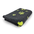 Vet Bed Kleine en Grote Voetprint - Antraciet & Groen - Antislip Hondenmat