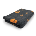 Vet Bed - Kleine en Grote Voetprint - Antraciet & Oranje - Antislip Hondenmat