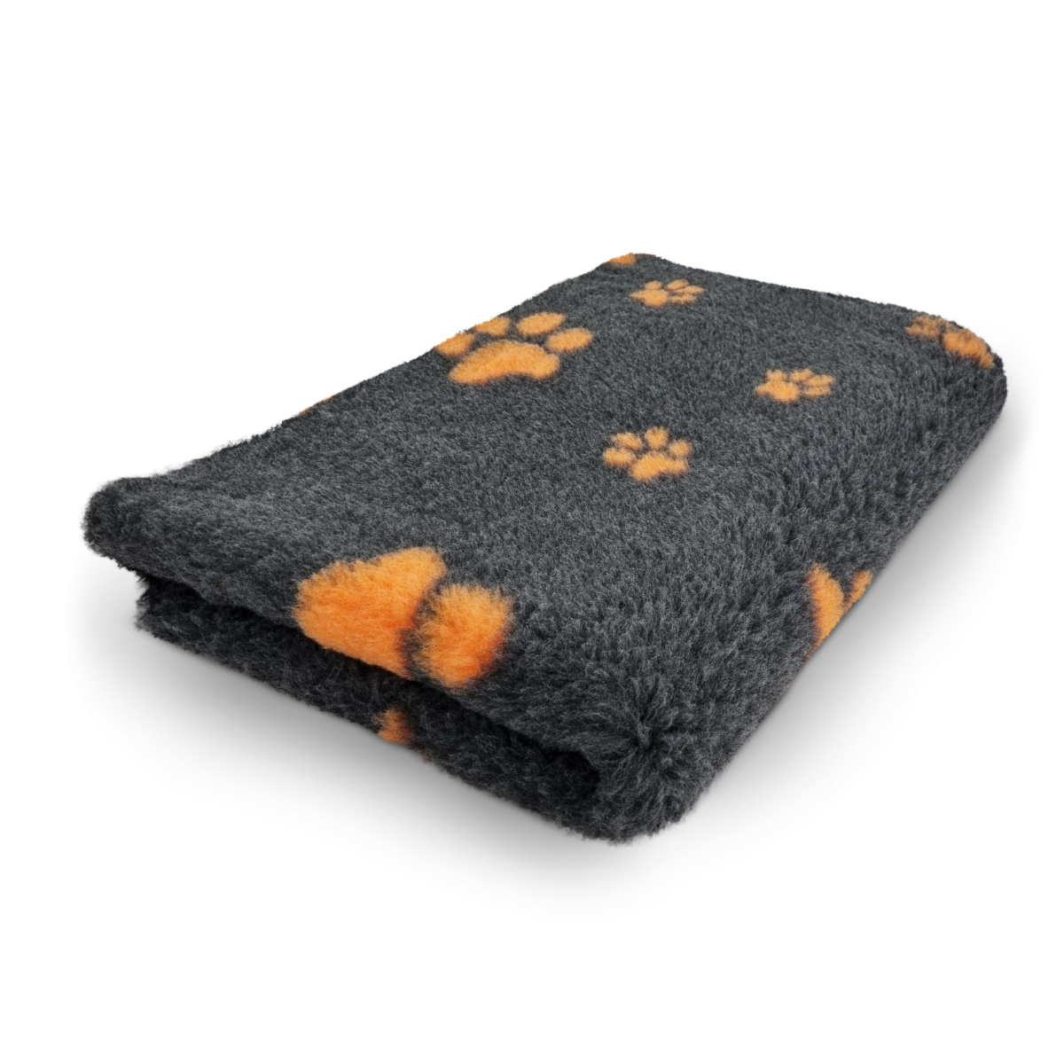 Vet Bed - Kleine en Grote Voetprint - Antraciet & Oranje - Antislip Hondenmat