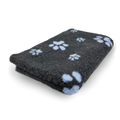 Vet Bed - Kleine en Grote Voetprint - Antraciet & Lichtblauw - Antislip Hondenmat