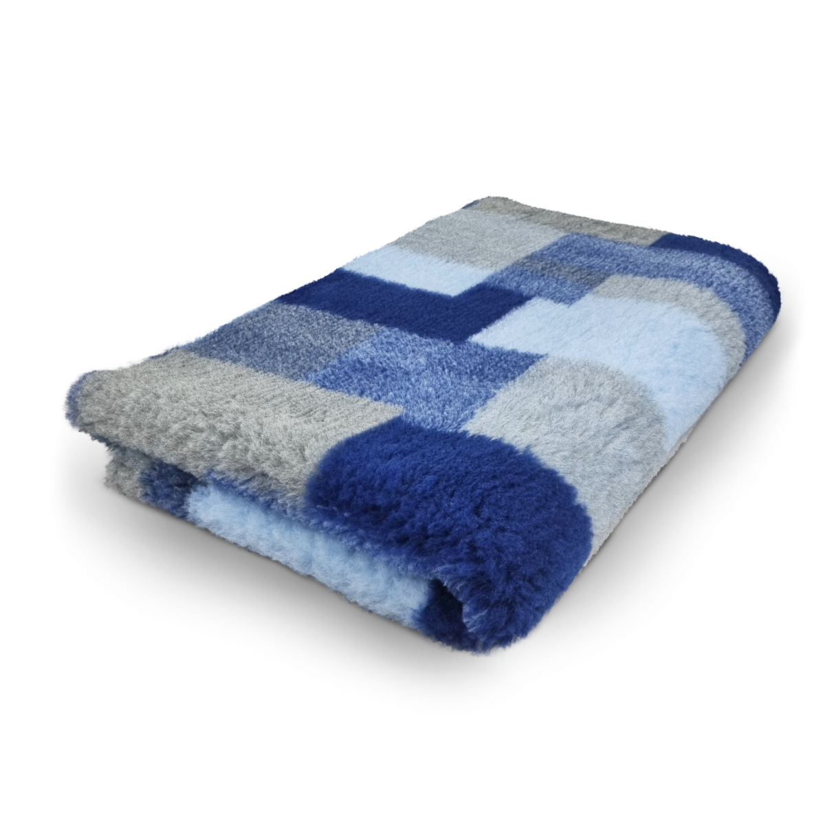 Vet Bed Patchwork - Lichtblauw, Grijs & Antraciet - Antislip Hondenmat