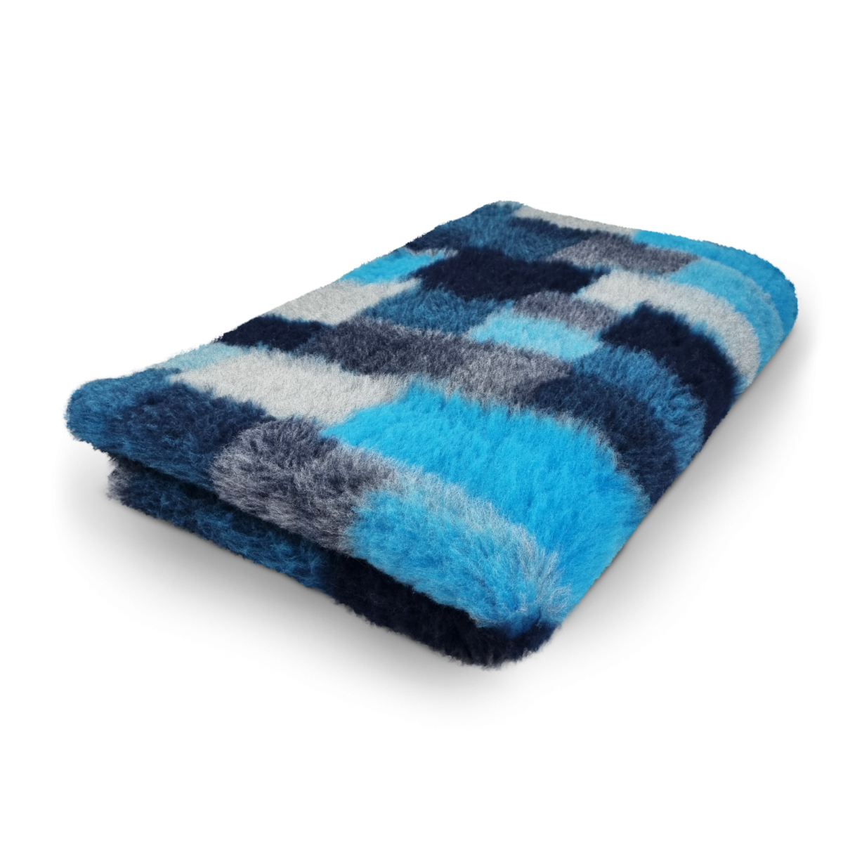 Vet Bed Patchwork - Turquoise, Zwart, Blauw & Grijs - Antislip Hondenmat