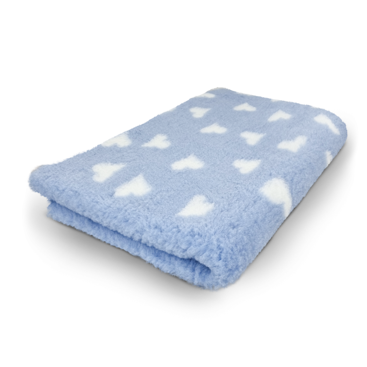 Vet Bed - Lichtblauw met Witte Hartjes - Antislip Hondenmat