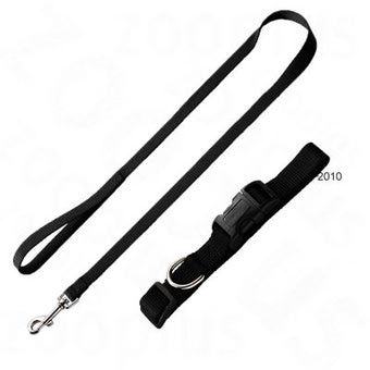Looplijn + Halsband + Hondentuig Nylon Zwart