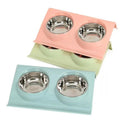 Topmast Kunststof Double Dinner + Rvs bakjes 10 cm - Blauw