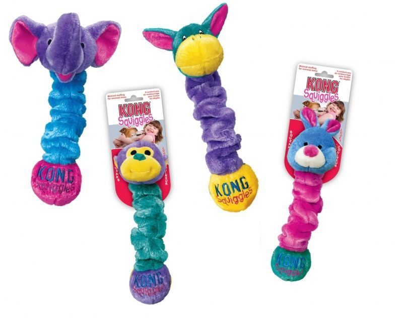  KONG Squiggles - Elastisch en met Pieper - Gemengde Kleuren