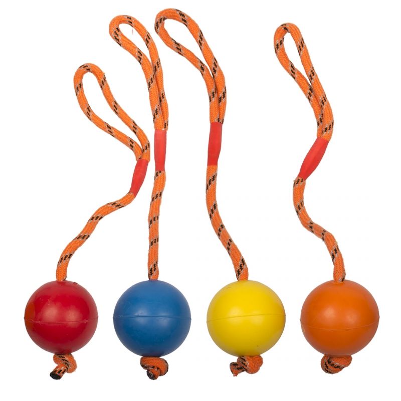 Rubber Bal massief aan koord Large - 7.5 cm