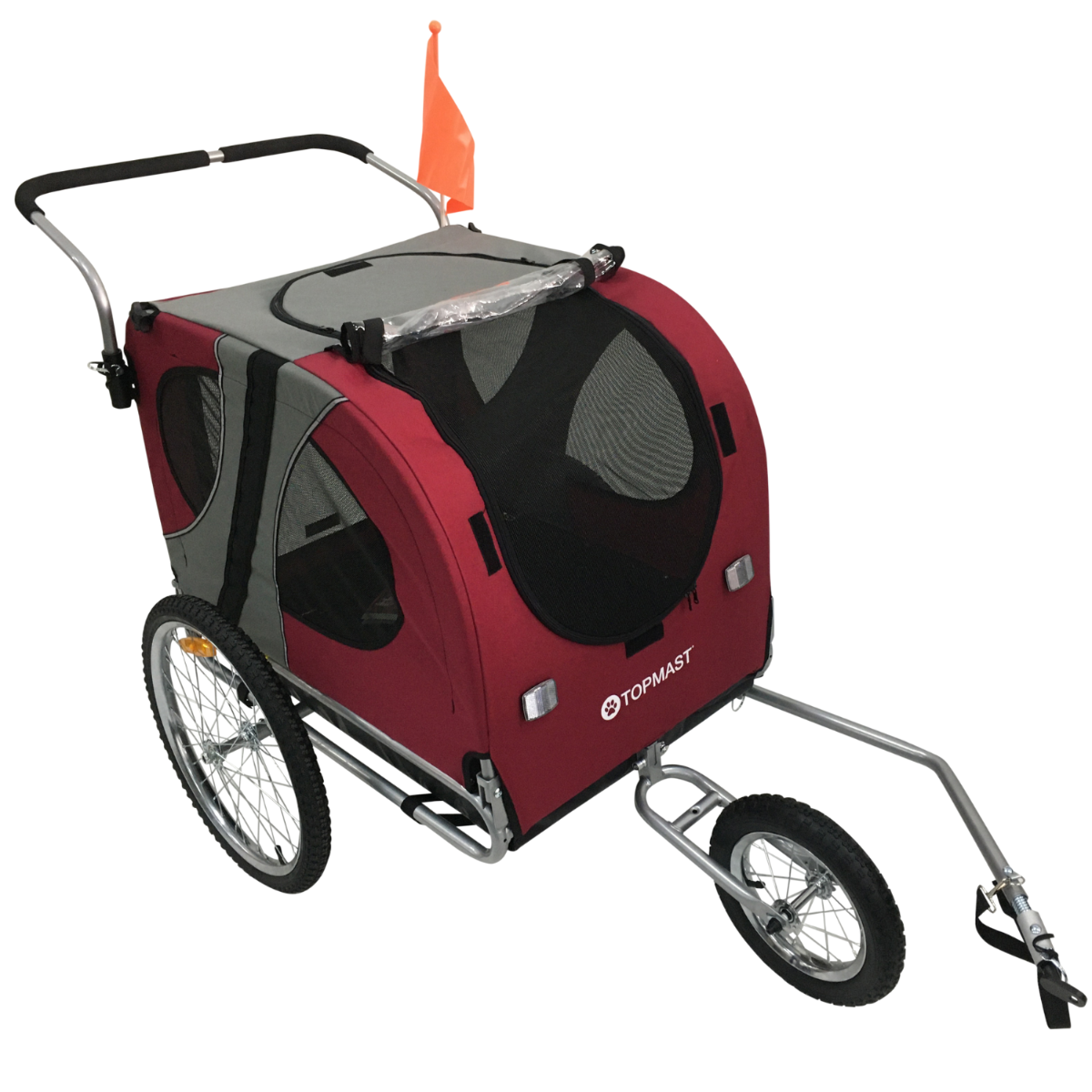 Topmast Easy Flow Hondenfietskar - Met Jogger Functie - Opvouwbaar - Rood - Large