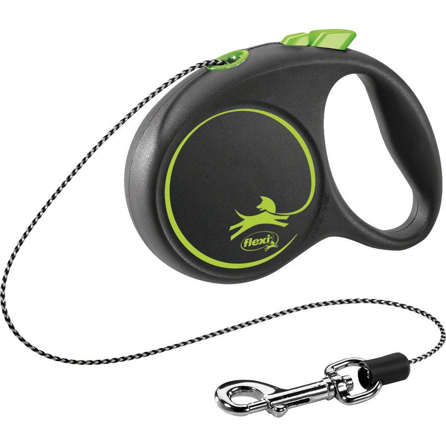 Flexi Rollijn Black Design - Koord - Zwart & Groen