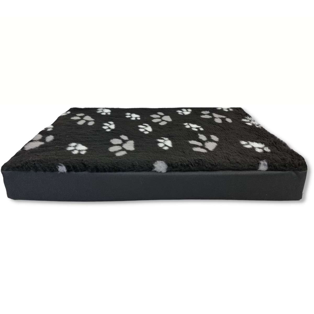 Topmast Hondenmatras - Furfleece Blokkussen - Zwart met Pootafdruk