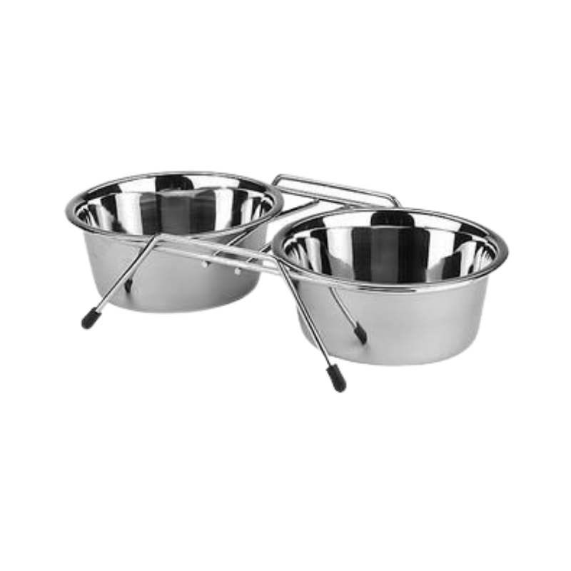 RVS Dinnerset met 2 Voerbakken voor Honden