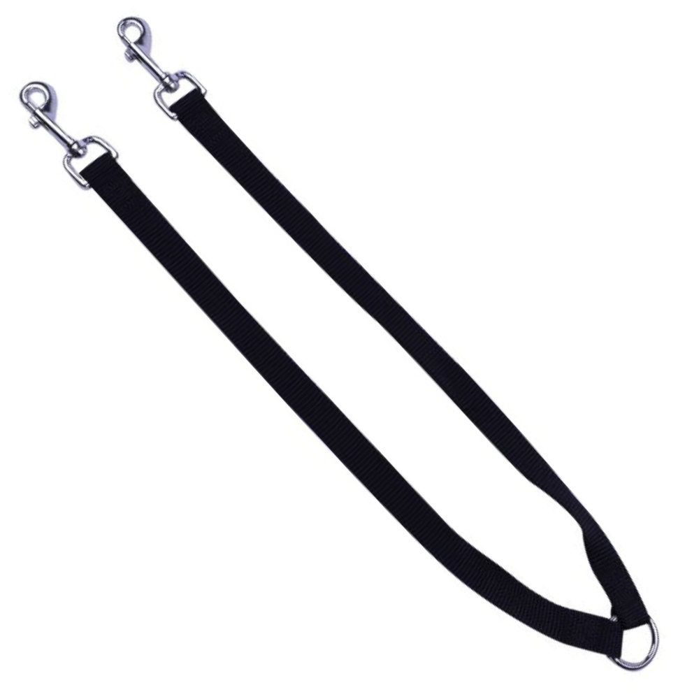 Topmast Koppellijn - Zwart - Duurzaam Nylon - Voor 2 Honden - Diverse Maten