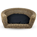 Topmast Palermo - Rieten Dierenmand met Kussen - Zwart - 68 x 57 x 33 cm