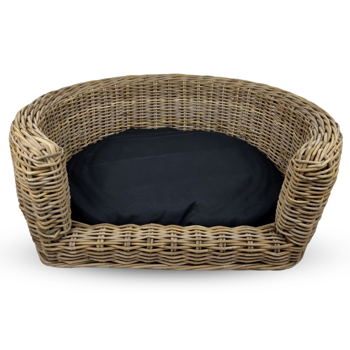 Topmast Palermo - Rieten Dierenmand met Kussen - Zwart - 68 x 57 x 33 cm