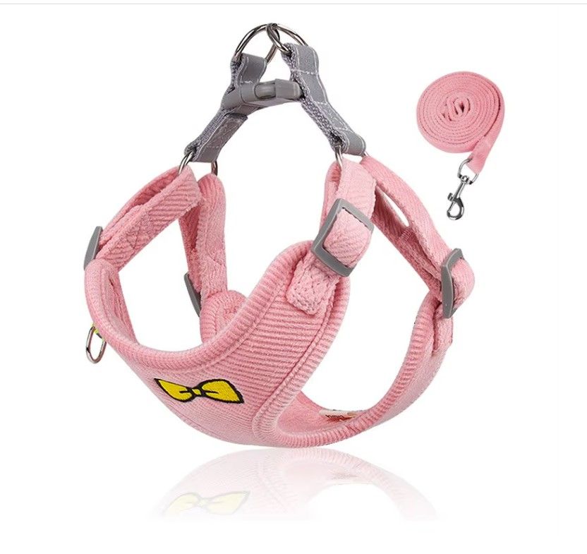Soft pluche Hondentuigje - Comfort + Zachte Looplijn - Roze